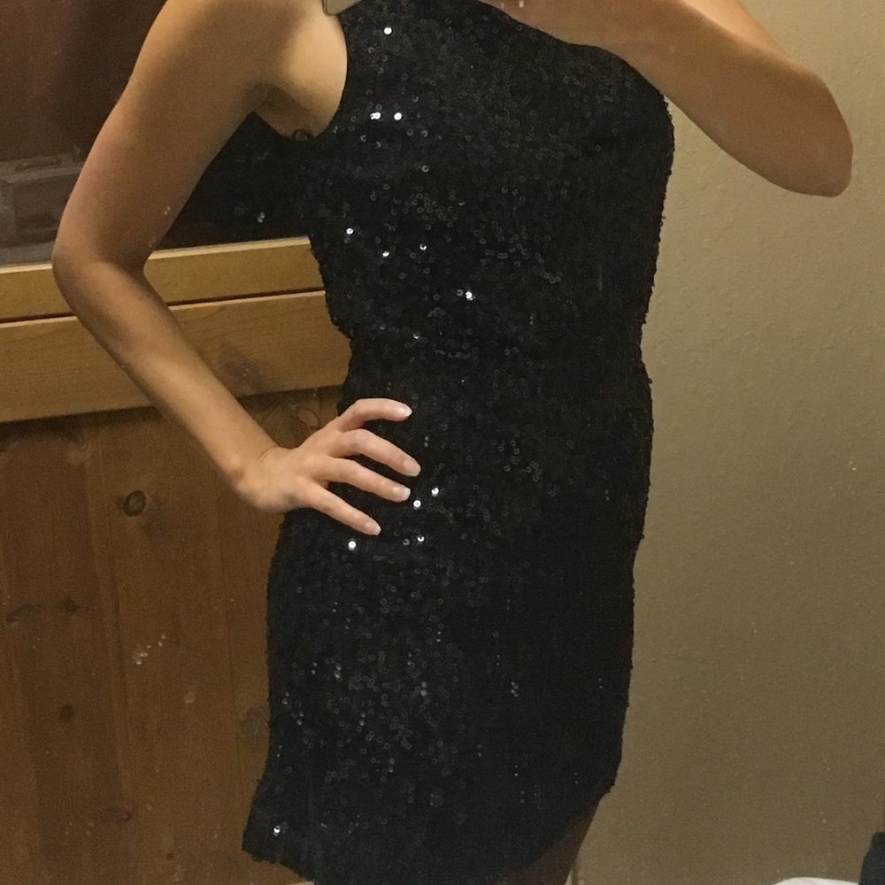 Black sequin Lauren Conrad dress